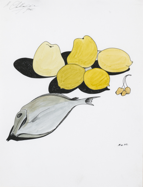 Натюрморт с рыбой и лимонами