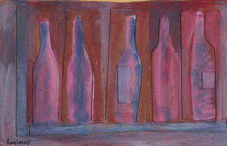 Розово-лиловые бутылки